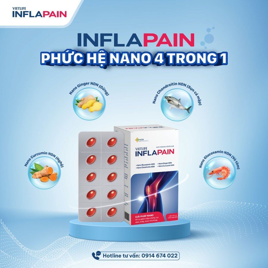 Inflapain - Hỗ trợ giảm đau xương khớp, phục hồi và tái tạo sụn khớp an toàn, hiệu quả